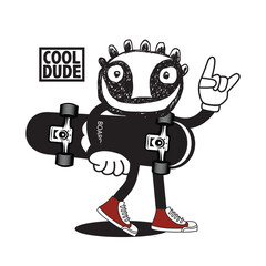 Vector illustration cartoon character skateboarding. Vector design for apparel prints, posters and other uses.