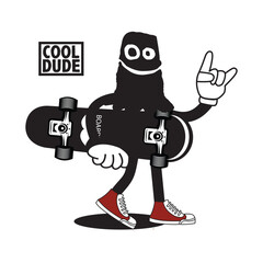 Vector illustration cartoon character skateboarding. Vector design for apparel prints, posters and other uses.