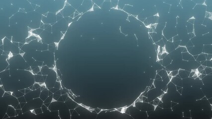 Original text frame in the form of a circle of moving geometric lines. Seamless loop. - Powered by Adobe