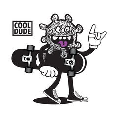 Vector illustration cartoon character skateboarding. Vector design for apparel prints, posters and other uses.