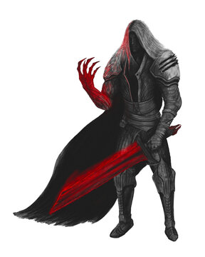 Fantasy knight, dark fantasy concept in armor with a sword