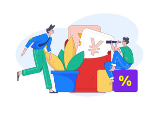 Festive Shopping E-Commerce Online Shopping People Flat Vector Concept Operation Hand Drawn Illustration
