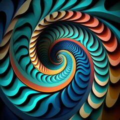 Spiral Background swirl waves spiral rolling stair-like descending from top to bottom patterned vortex whirlwind circle fractal symmetry element curve ornate elements Generative AI 