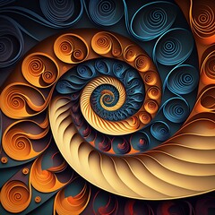 Spiral Background swirl waves spiral rolling stair-like 
descending from top to bottom patterned vortex 
whirlwind circle fractal symmetry element curve Generative AI 