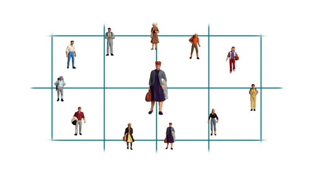 Business concept with miniature people and graphics. Concept of human resource management.
