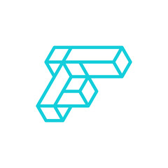 Letter f block geometric style creative logo
