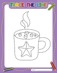 Christmas Tracing line worksheet for kids.
