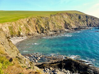 Start Point cliffs in Devon England. UK. In summer 