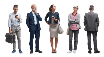 Business people standing and waiting - obrazy, fototapety, plakaty