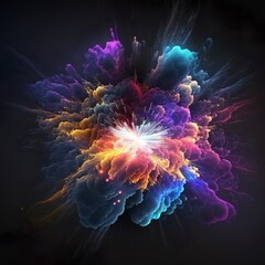 colorful fireworks, big bang, galaxy, abstract cosmic background, celestial, beauty of universe, speed of light, neon glow, stars, cosmos, ultraviolet infrared vibrant light, outer space Generative AI