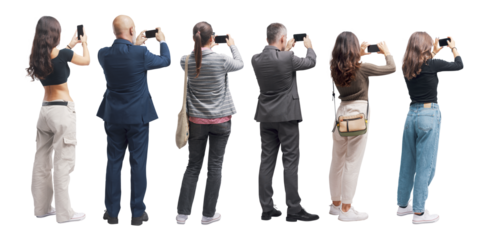 People taking pictures isolated