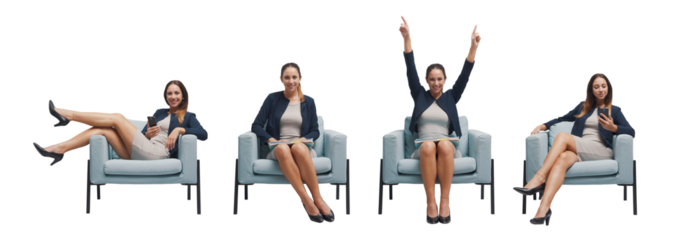 Businesswoman in the waiting room, isolated