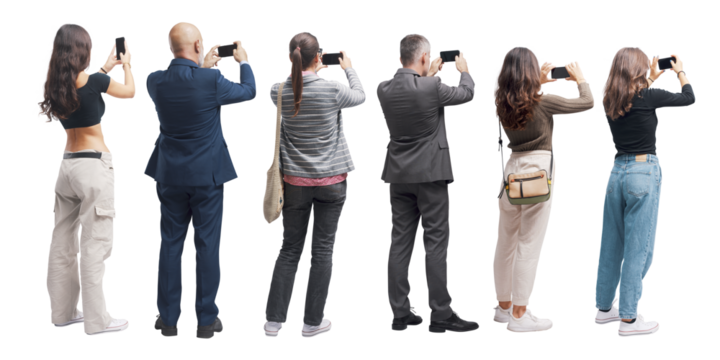 People taking pictures isolated