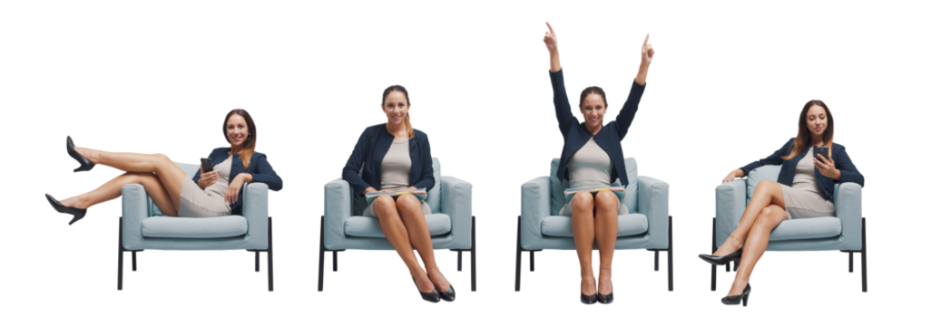 Businesswoman in the waiting room, isolated