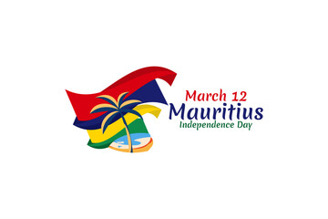 March 12, Independence Day of Mauritius vector illustration. Suitable for greeting card, poster and banner.