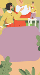 Fototapeta premium Festive Shopping E-Commerce Online Shopping People Flat Vector Concept Operation Hand Drawn Illustration 