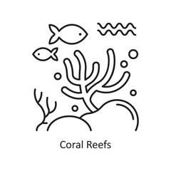 Coral Reefs Vector Outline Icon Design illustration. Ecology Symbol on White background EPS 10 File