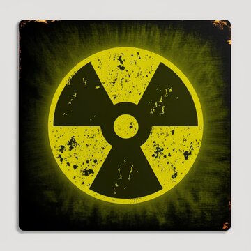 radiation signs symbol radioactive danger warning nucleary yellow chernobyil icon energy hazard atomic uranium emission measuring chariot wheel smoke Generative AI 