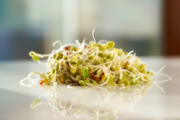 Fresh radish sprouts on a table