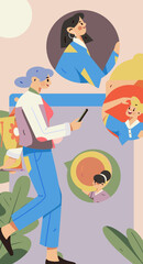 Festive Shopping E-Commerce Online Shopping People Flat Vector Concept Operation Hand Drawn Illustration
