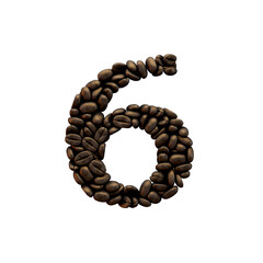 Number 6 coffee bean font lettering.