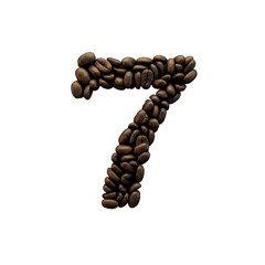 Obraz premium Number 7 coffee bean font lettering.