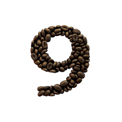 Number 9 coffee bean font lettering.