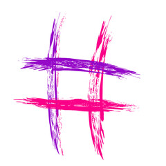 The hash on a white background is drawn by hand with a brush.