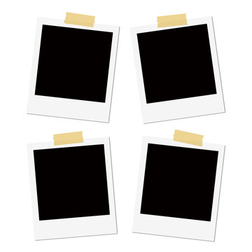 Four Isolated Polaroid Frames with Tape