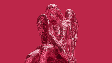 3d render brilliant viva magenta angel Runway.Catwalk