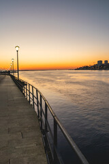 Fototapeta na wymiar Sunset at the harbour in Porto, Portugal.