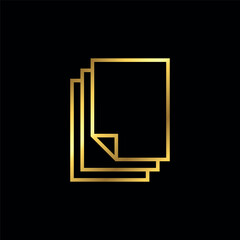 Gold Color Paper Sheet Icon Vector Template