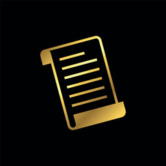 Gold Color Paper Sheet Icon Vector Template
