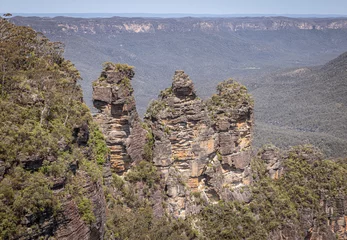 Stof per meter Three Sisters The Three Sisters, Katoomba, Blue Mountains, New South Wales, Australia
