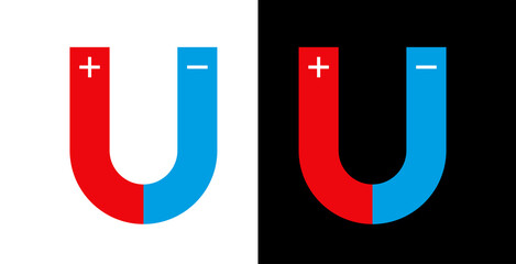 Magnet icons set. Horseshoe magnet. Magnetic field or industry symbol.