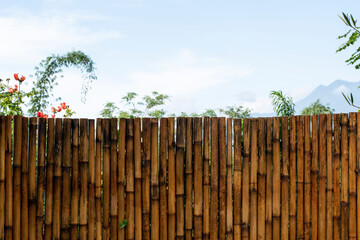 Yellow bamboo fence background material