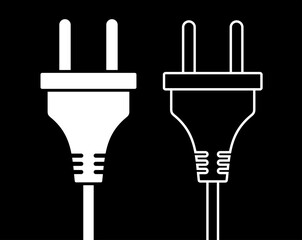 Plug icon, with electric cord. Electrical plug, electrical appliances power symbol. 