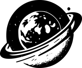 Planet | Black and White Vector illustration