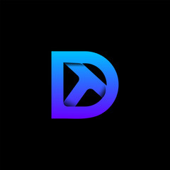 DT letter logo design with gradient color vector template.
