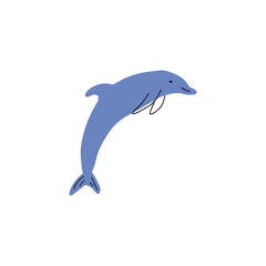 Nautical Dolphin. Sea Underwater animal. Vector illustration