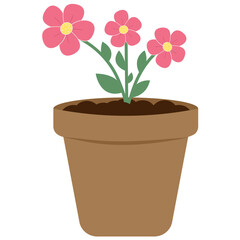 Naklejka na ściany i meble Flower pot with a plant. Flat vector illustration