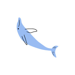 Nautical Dolphin. Sea Underwater animal. Vector illustration