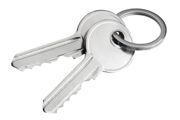 Two house keys cut out