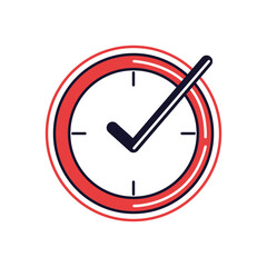 png icon of a clock with a red line with a white background