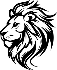 Fototapeta na wymiar Lion Face | Black and White Vector illustration