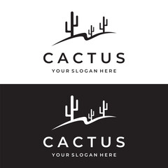 Vintage natural cactus tree plant Logo Template Design, desert plant with editable vector illustration.