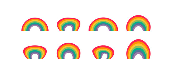 Rainbow icon set. Colored arch vector desing.