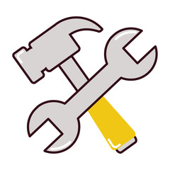 Construction hammer and wrench icon PNG image with transparent background