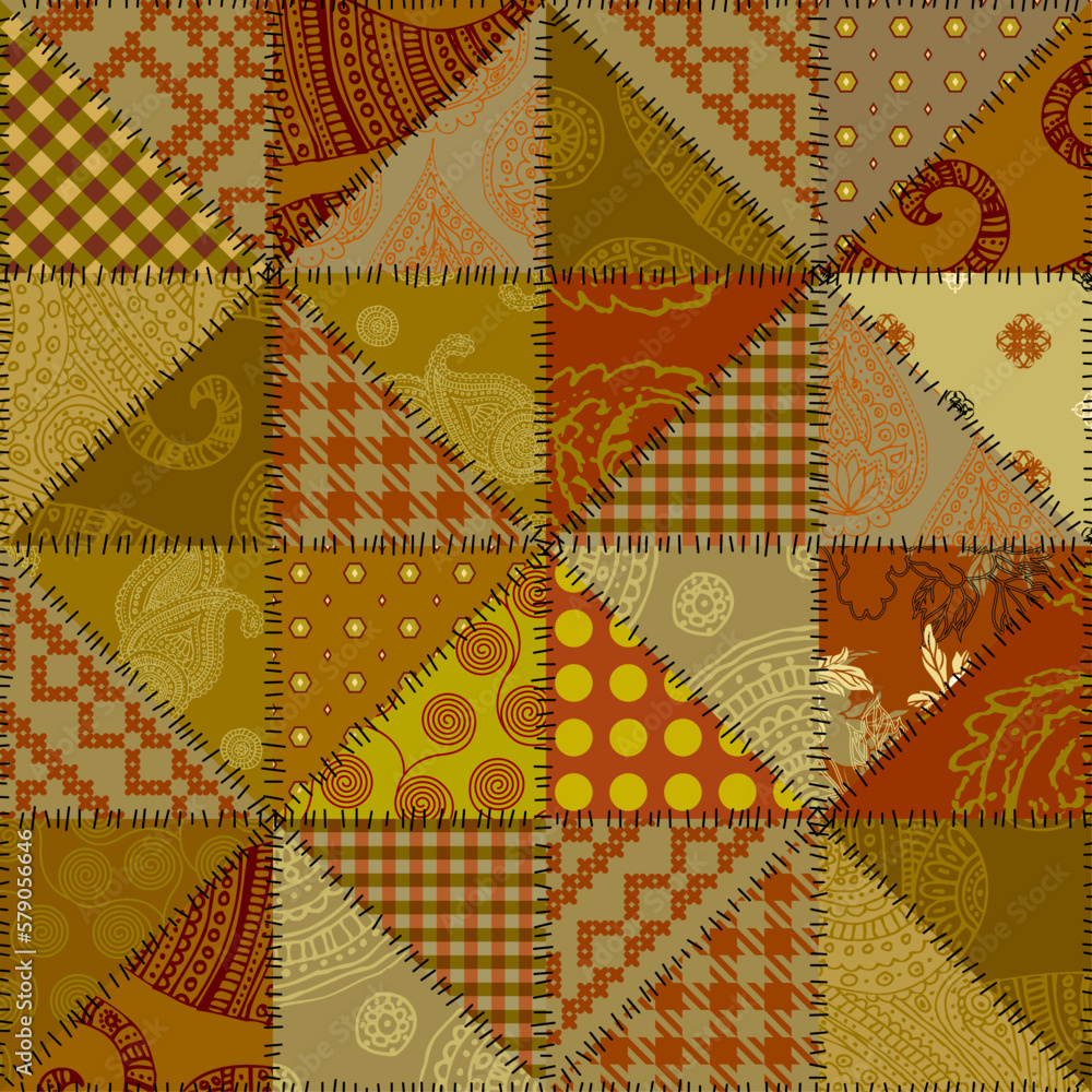 Aufkleber geometric abstract pattern. intersection patchwork plaid style