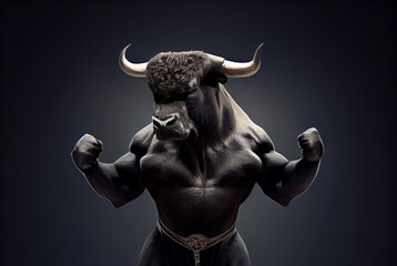 Fototapeta premium Stock bulls are stronger than ever. The bull is a symbol of an uptrend, growth and profit on the stock exchange. AI.